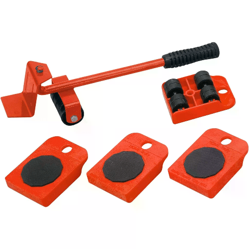 Cecaro Group Set di 5 Rulli da Trasporto, Portata Massima 50 kg ciascuno, Colore Rosso