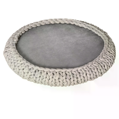 Cecaro Group Cuccia per Cani e Gatti Ø93x15 cm in Tessuto Effetto Velluto Grigia