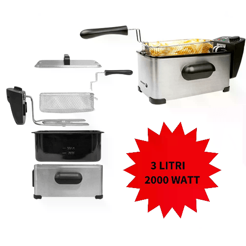 Cecaro Group Friggitrice ad olio 3 Litri con Termostato
