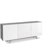 Pidema:Credenza buffet moderna Sarmog cemento con tre ante bianco lucido. Mobili credenze basse moderne in legno ideale in cucina e sala da pranzo