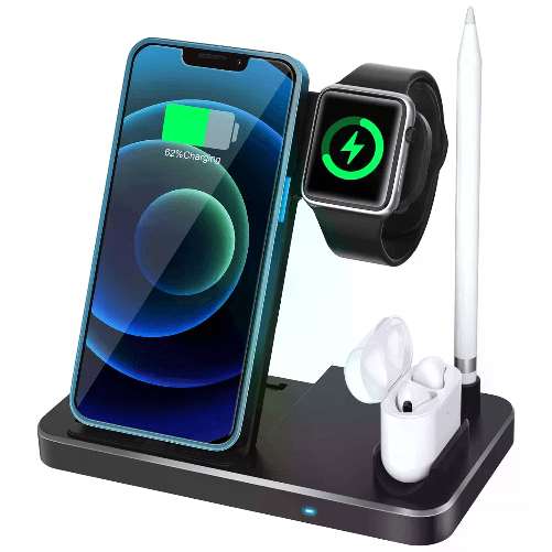 Cecaro Group Dock Station Caricatore Wireless 4 in 1 Ricarica Rapida e Senza Fili