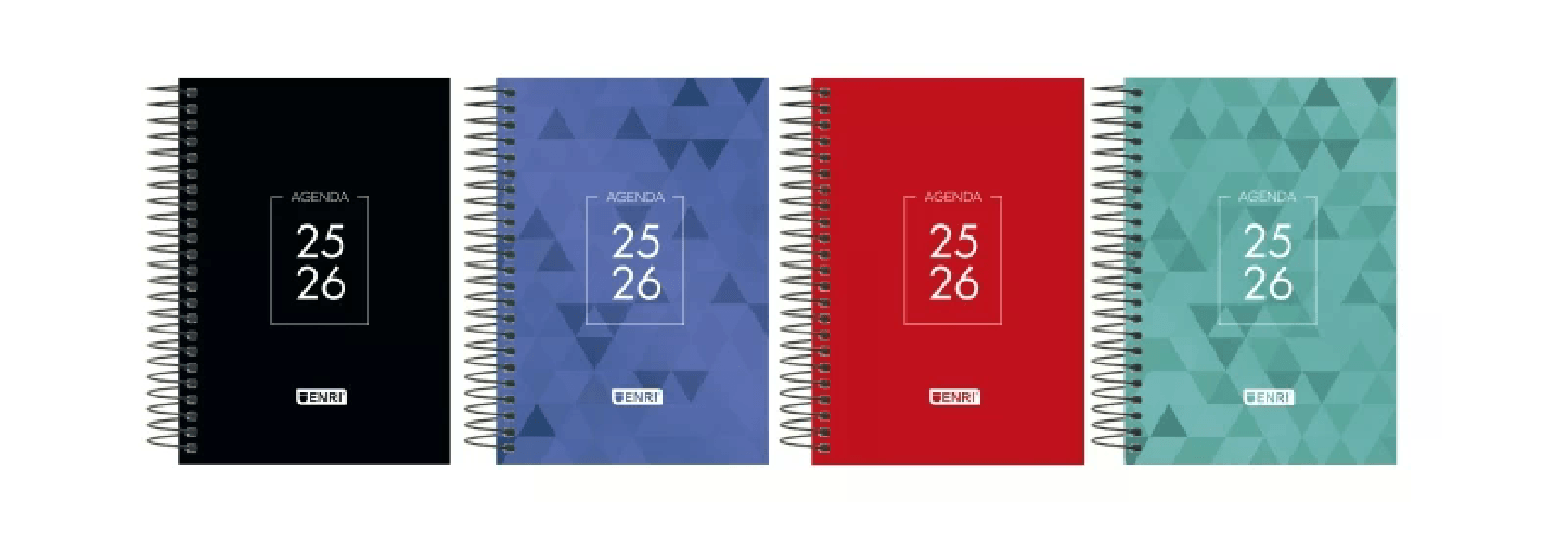 Enri  Agenda scolastica Enri Denty 25/26 giorni con spirale - Confezione da 8 - Copertina extra rigida