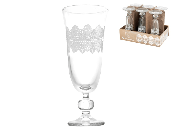 Pasabanche 6x Calici In Vetro Trasparente, Sophia Macrame, 18Cl