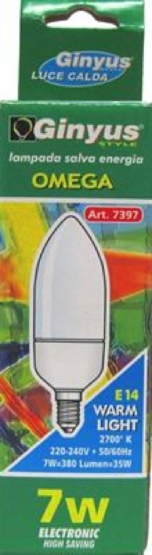 Ginyus 8x Bundle Lampadina Risparmio 7397-Omega Oliva E14 7/40 Wt