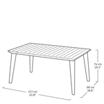 Pidema:Tavolo da giardino grigio in resina antiurto, tavoli grafite da esterno per balconi e terrazzi. Dimensioni 157x98x74h cm