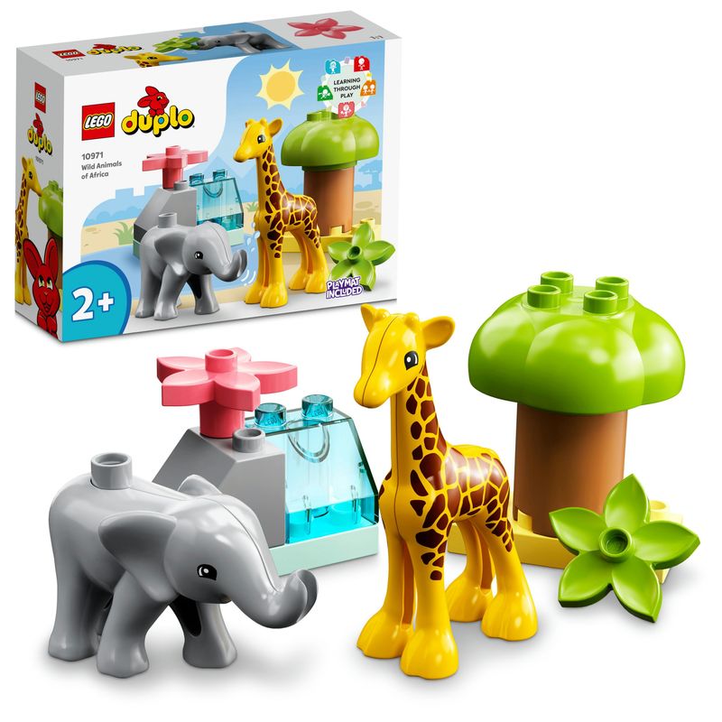 LEGO-DUPLO-10971-Animali-dell’Africa-Giochi-Educativi-per-Bambini-dai-2-Anni-con-Elefante-Giocattolo-e-Tappetino-da-Gioco