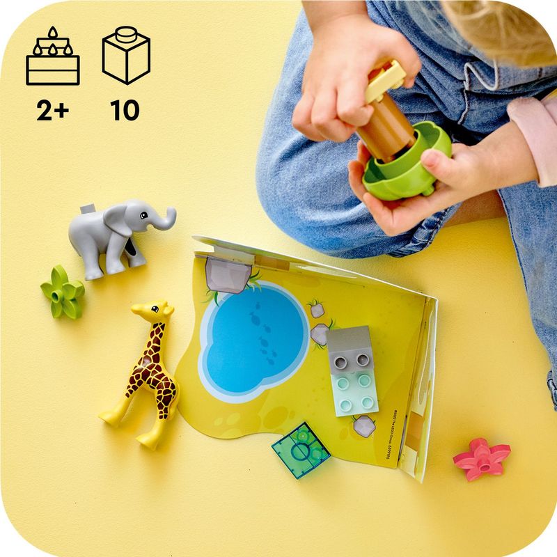 LEGO-DUPLO-10971-Animali-dell’Africa-Giochi-Educativi-per-Bambini-dai-2-Anni-con-Elefante-Giocattolo-e-Tappetino-da-Gioco