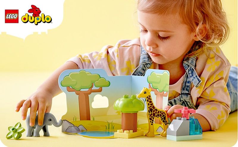 LEGO-DUPLO-10971-Animali-dell’Africa-Giochi-Educativi-per-Bambini-dai-2-Anni-con-Elefante-Giocattolo-e-Tappetino-da-Gioco