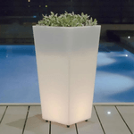 Vaso luminoso a led solare in polietilene bianco per