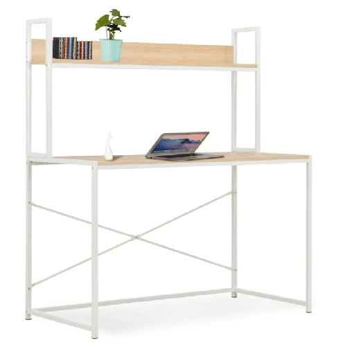 VidaXL Scrivania per Computer Bianca e Rovere 120x60x138 cm