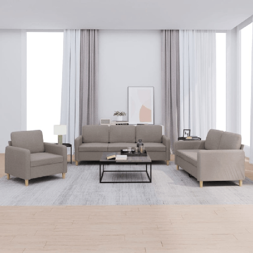 VidaXL Set di Divani 3 pz con Cuscini Tortora in Tessuto