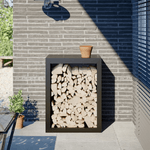 VidaXL Rastrelliera per Legna da Ardere Nera 60x40x80 cm in Acciaio