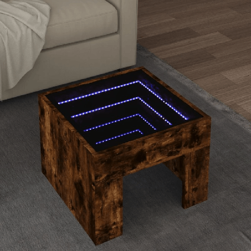 VidaXL Tavolino da Salotto con LED Infinity Rovere Fumo 40x40x30 cm