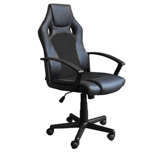 Pidema:Poltrona ufficio ergonomica professionale in similpelle nera. Poltrone gaming economiche per scrivania, con braccioli, schienale e ruote.