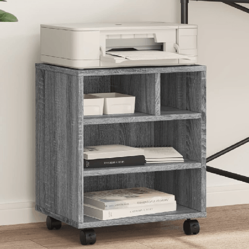 VidaXL Supporto per Stampante con Ruote Grigio Sonoma 41x32x48 cm
