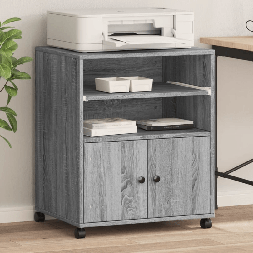 VidaXL Supporto per Stampante con Ruote Grigio Sonoma 60x48x74 cm