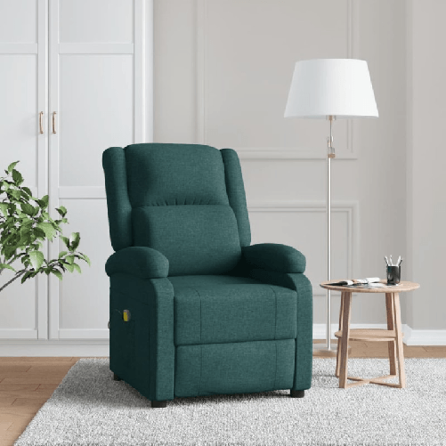 VidaXL Poltrona ad Ala Massaggiante Verde Scuro in Tessuto