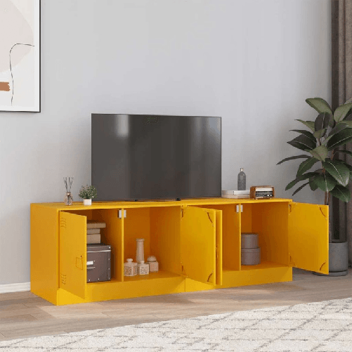 VidaXL Mobili TV 2 pz Giallo Senape 67x39x44 cm in Acciaio