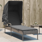 VidaXL Lettino Prendisole con Baldacchino Grigio in Polyrattan