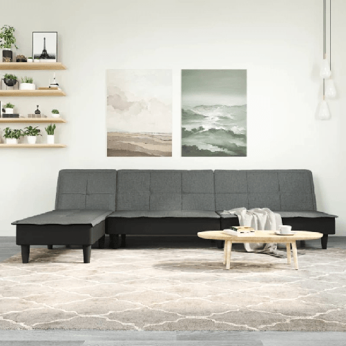 VidaXL Divano Letto a L Grigio Scuro 255x140x70 cm in Tessuto