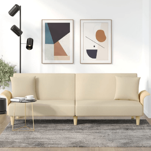 VidaXL Divano Letto con Braccioli Crema in Tessuto