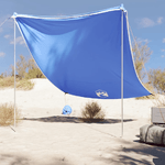 VidaXL Baldacchino da Spiaggia con Ancore per la Sabbia Blu 214x236 cm