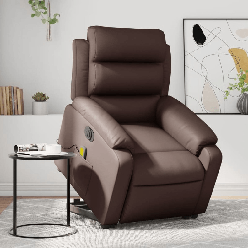 VidaXL Poltrona Alzapersona Elettrica Reclinabile Marrone Similpelle