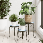 VidaXL Supporti per Piante 3 pz Blu e Bianco in Ceramica