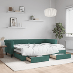 VidaXL Divano Letto Estraibile Cassetti Verde Scuro 80x200cm Velluto
