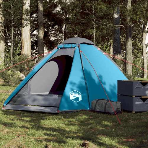 VidaXL Tenda da Campeggio a Cupola per 4 Persone Blu Impermeabile