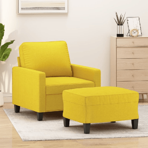 VidaXL Poltrona con Poggiapiedi Giallo Chiaro 60 cm in Tessuto