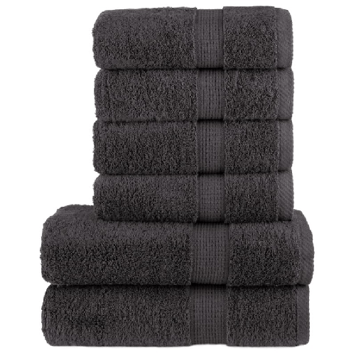 VidaXL Set ASciugamani SOLUND 6 pz Antracite 600 gsm