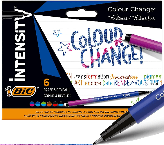 Bic-Intensity-Colour-Change-Pack-de-6-Rotuladores---TecnologIa-de-Cambio-de-Color---Punta-Fina-de-0.4mm---Colores-Surtid