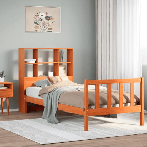 VidaXL Letto Libreria senza Materasso Marrone Cera 90x190 cm in Pino