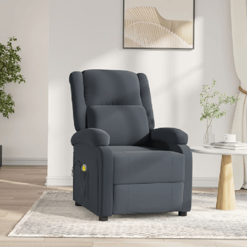 VidaXL Poltrona Massaggiante Elettrica Grigio Scuro in Velluto