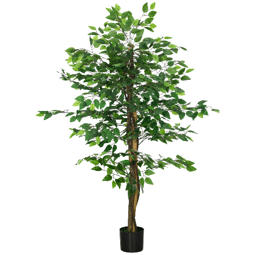 HOMCOM Pianta Artificiale di Ficus Alta 150cm per Interno ed Esterno con Vaso Incluso