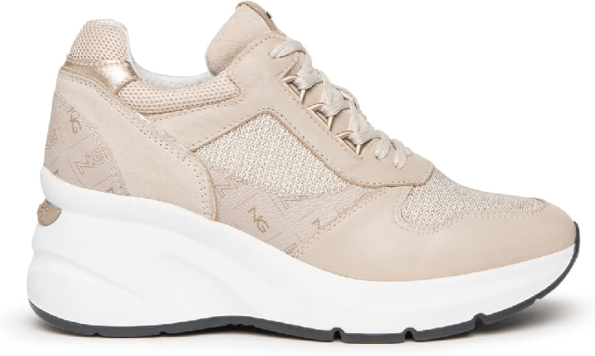 NERO GIARDINI SCARPE SNEAKERS CASUAL DONNA NERO GIARDINI E306470D PELLE 702 BEIGE ORIGINALE PE