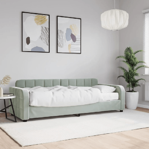 VidaXL Divano Letto con Materasso Grigio Chiaro 80x200 cm in Velluto