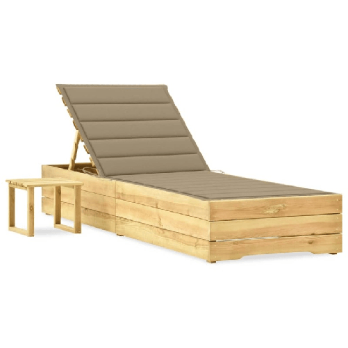 VidaXL Lettino da Giardino con Tavolino Cuscino Legno Pino Impregnato
