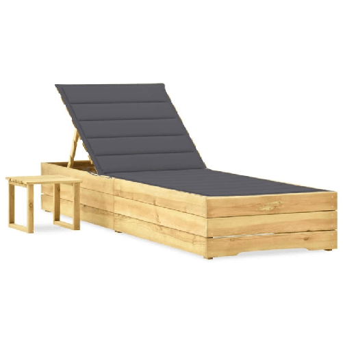 VidaXL Lettino da Giardino con Tavolino Cuscino Legno Pino Impregnato