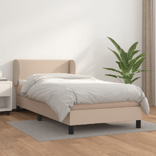 VidaXL Giroletto a Molle con Materasso Cappuccino 90x200 cm Similpelle