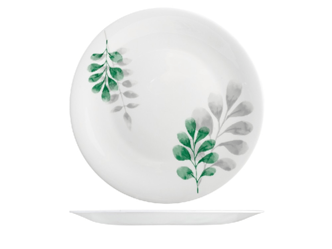 Bormioli Rocco 6x Piatti In Vetro Opale Botanica Verde Piani 27Cm