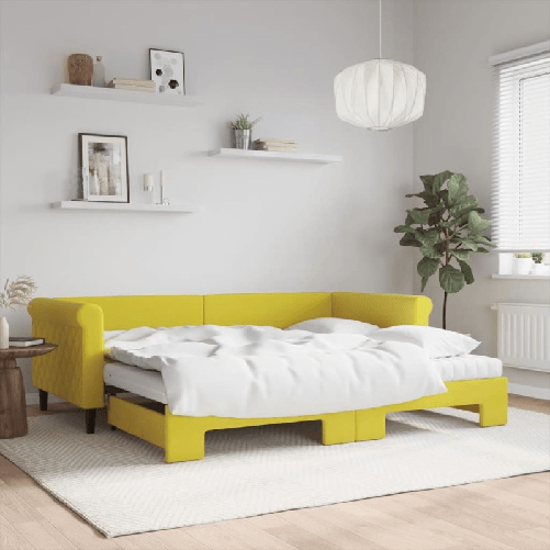VidaXL Divano Letto Estraibile con Materassi Giallo 90x200 cm Velluto
