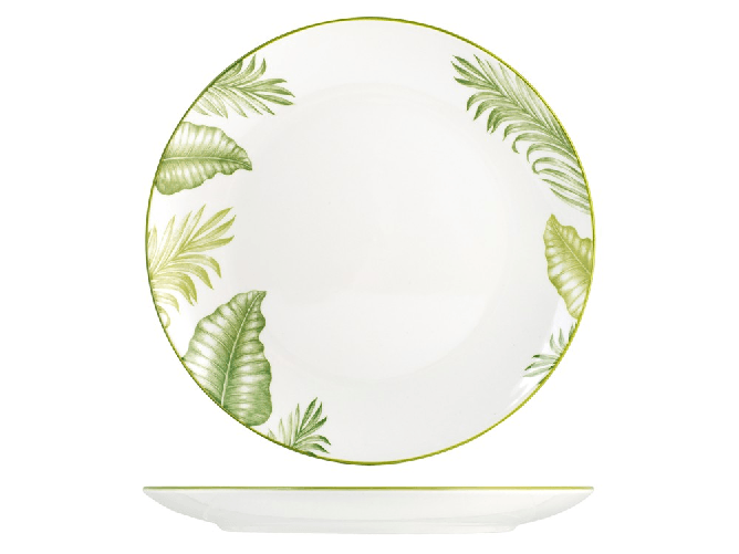 H&h 6x H&amp;H Piatti Piani, Kamari In Porcellana Cm27, Bianco E Verde