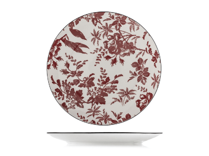 H&h H&amp;H 6 piatti piani Elizabeth decorati rossi cm. 27
