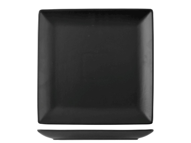 H&h 3x Piatti Quadrato In Porcellana, 27x27 Cm, Nero H&amp;H