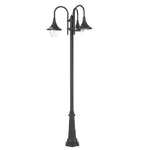 Palo Da Esterno H230Cm Lampara Alluminio E Termoplastica Nero 3 Luci E27