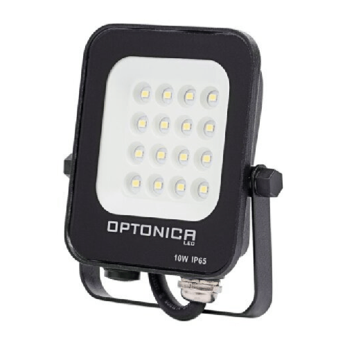 OPTONICA  Proiettore led 10 watt slim metallo nero ip65 equivalente 66 watt *** temperatura colore lampada