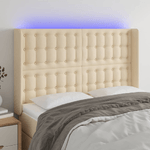 VidaXL Testiera a LED Crema 147x16x118/128 cm in Tessuto