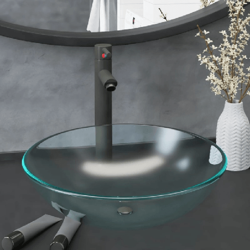 VidaXL Lavandino con Rubinetto e Piletta in Vetro Temperato Satinato